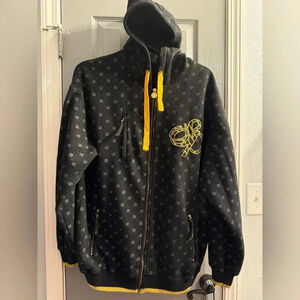 Vintage 2000s South Pole All over logo hoodie zippered pockets Mens Large